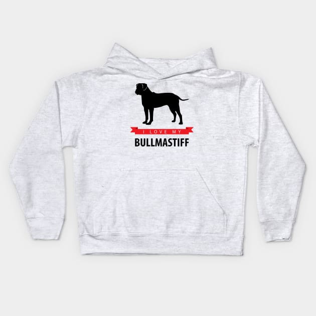 I Love My Bullmastiff Kids Hoodie by millersye